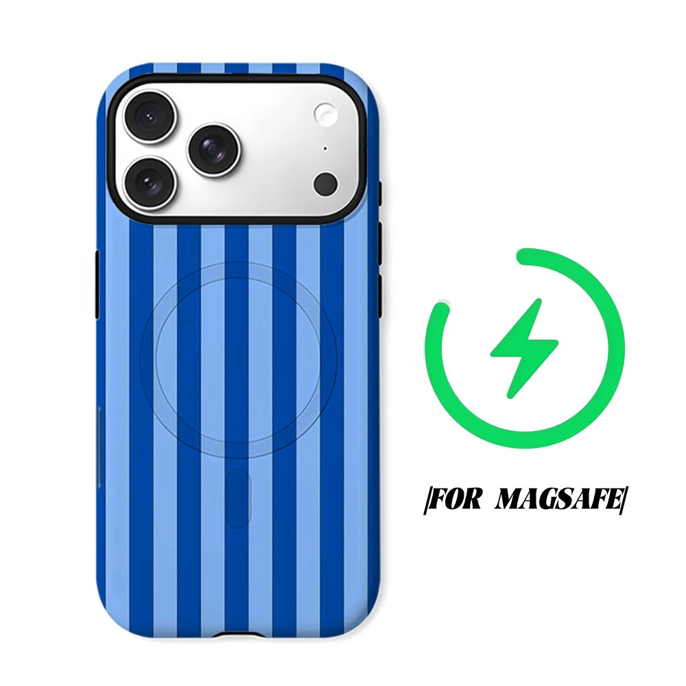 Blue Stripe Print Magnetic Phone Case with Shockproof Protection