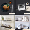 A set of EVA waterproof non-slip drawer and shelf liner mats shown in various contexts.