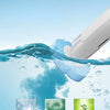A white wall-mounted holder for a disposable toilet brush set is shown dipping into clear water.