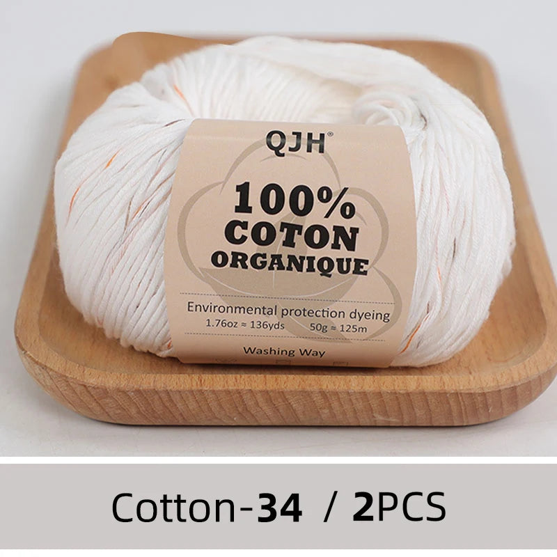 100% Organic Cotton Yarn for Knitting and Crocheting (2-Pack)