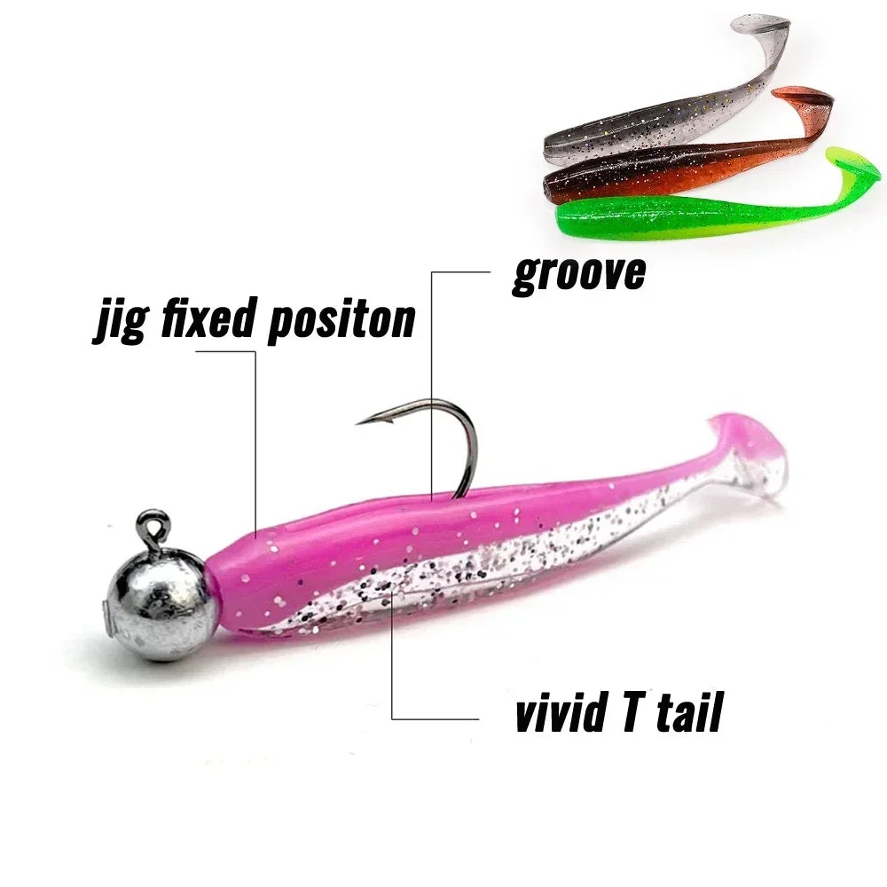 Realistic Soft Bait Fishing Lures with Jig Heads