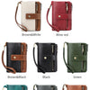 Vintage RFID-Blocking Triple-Fold Wallet with Double Zipper