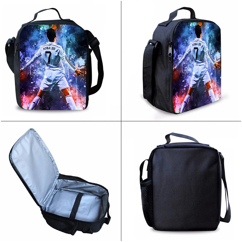 CR7 Football Player 3D Cartoon School Backpack Set for Kids
