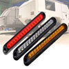 Three LED light bars of different colors mounted on a black bar for trucks and trailers