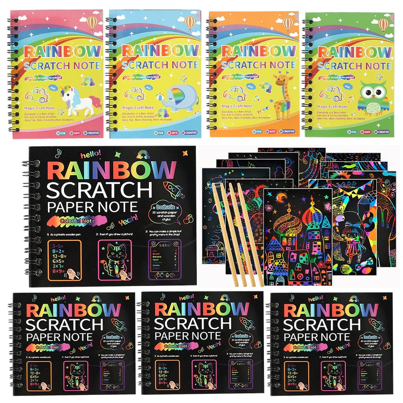 Regenbogen-Kratzbild-Bastelset mit Holzstift