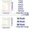 Various packs of portable toilet absorbent powder with different net weights and dimensions.