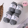 Three skeins of gray Milk Cotton yarn are displayed on a white surface, with a pink circle marked #30.