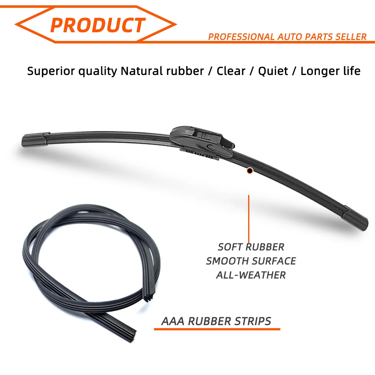 Universal Windshield Wiper Blades – J-Hook Fit, Multiple Sizes