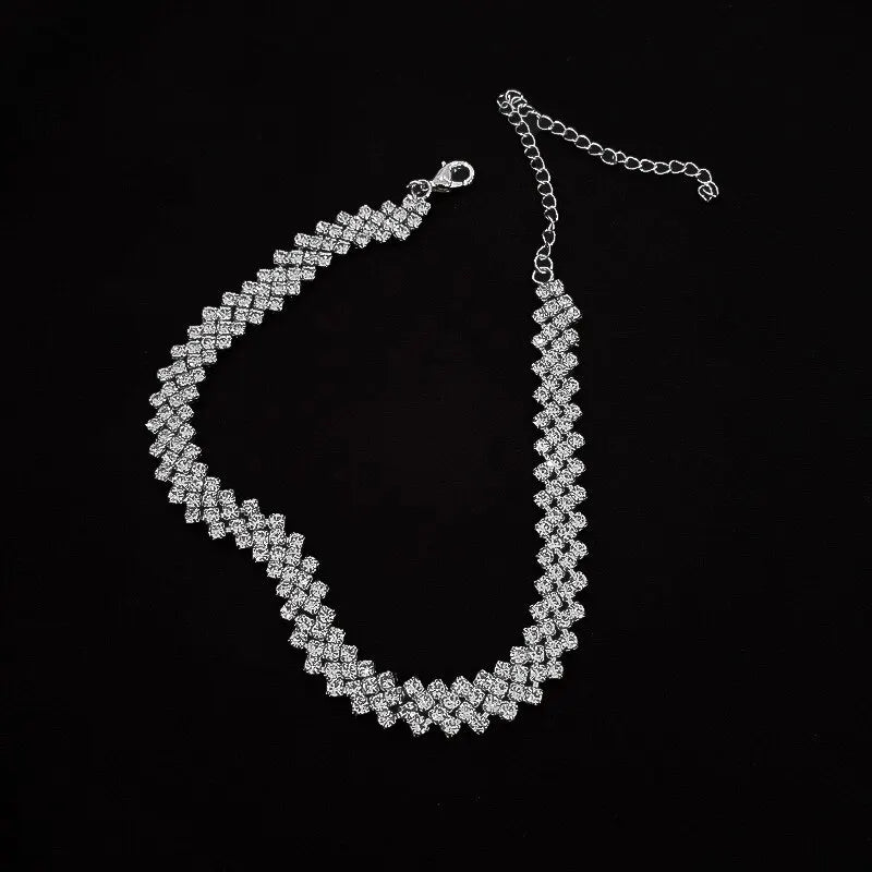 Geometric Rhinestone Choker Necklace
