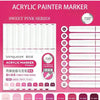 Acrylic painter marker set with 9 colors in the sweet pink series featuring 720 degree tips
