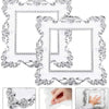 Clear switch cover frame with an elegant rose pattern design shown in multiple angles.