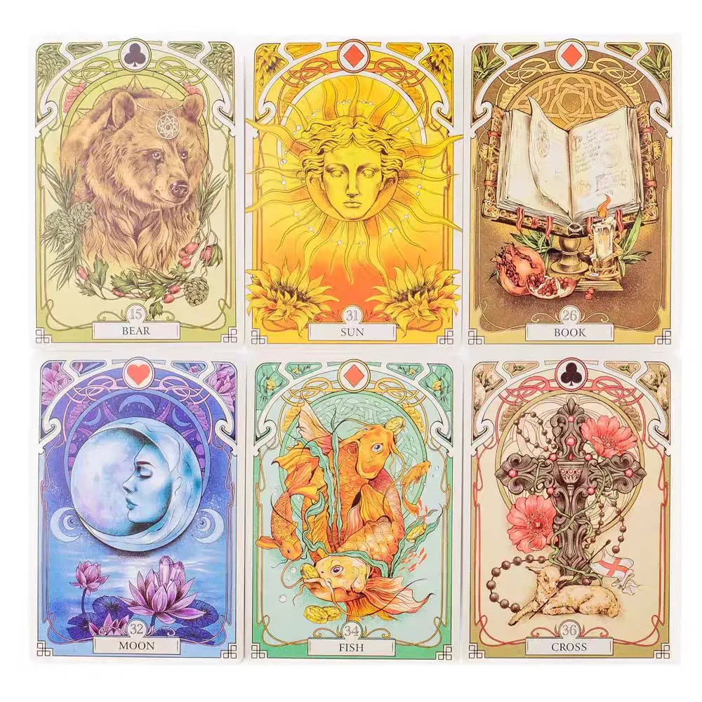 Romantic Lenormand Oracle Card Deck – Art Nouveau Floral Design