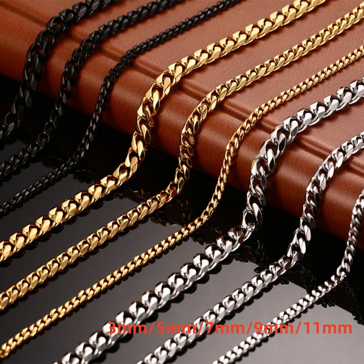 Stainless Steel Cuban Link Necklace for Men and Women
