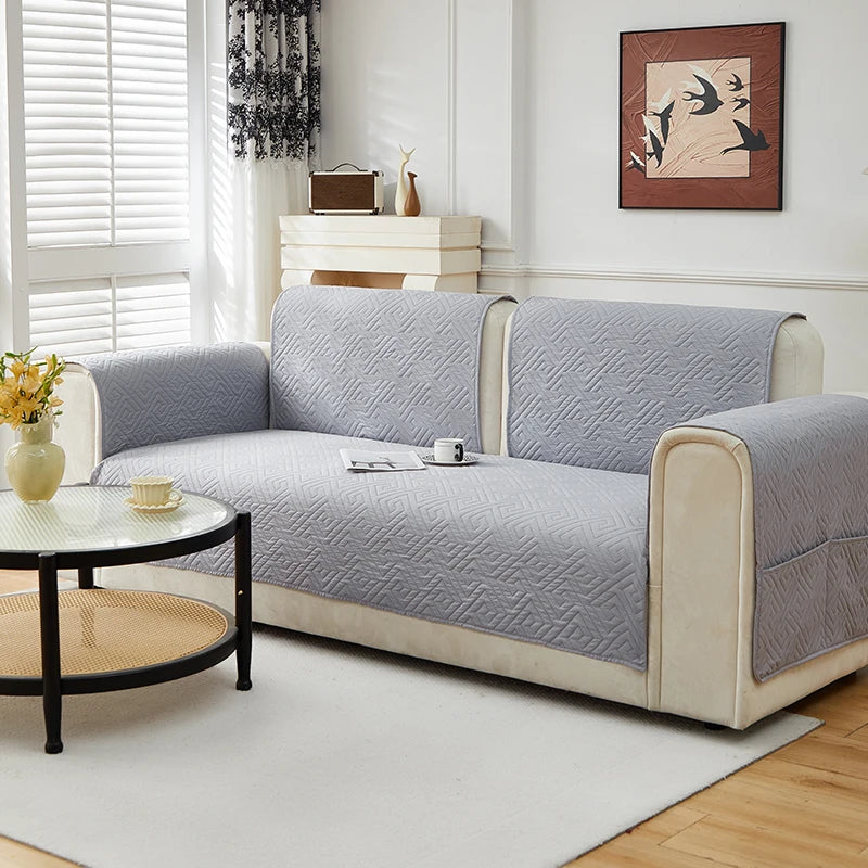 Geometric Quilted Sofa Cover – Soft, Stretchable Protection for Any Seat
