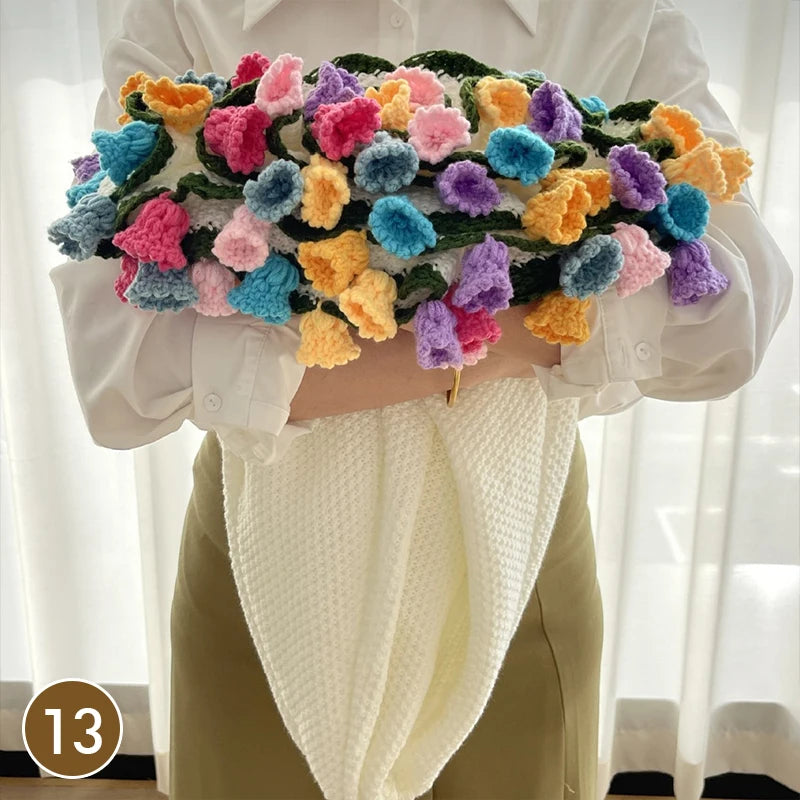 Hand Knitted Rose Bouquet Throw Blanket