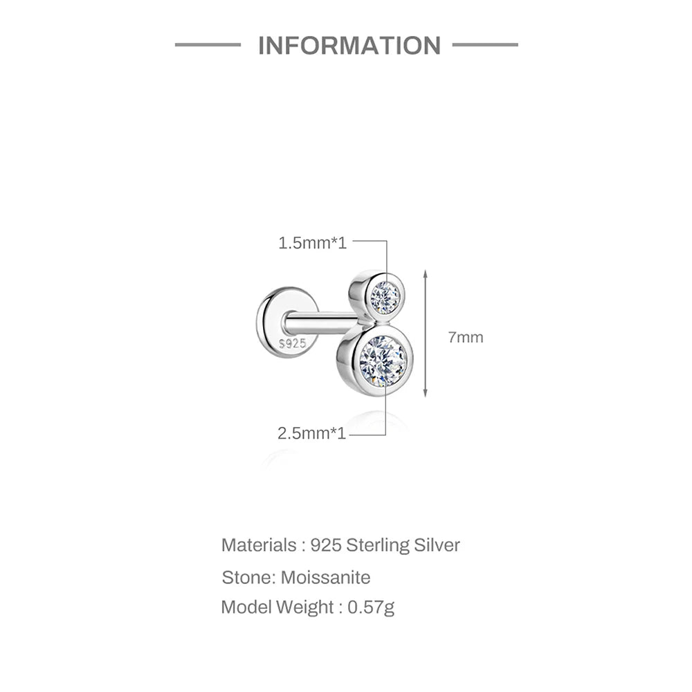 A close-up view of 925 Sterling Silver Moissanite bowknot stud earrings showing the size and detail.