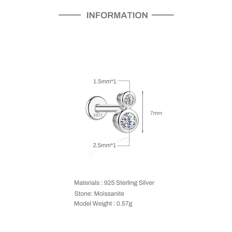 925 Sterling Silver Moissanite Bowknot Stud Earrings