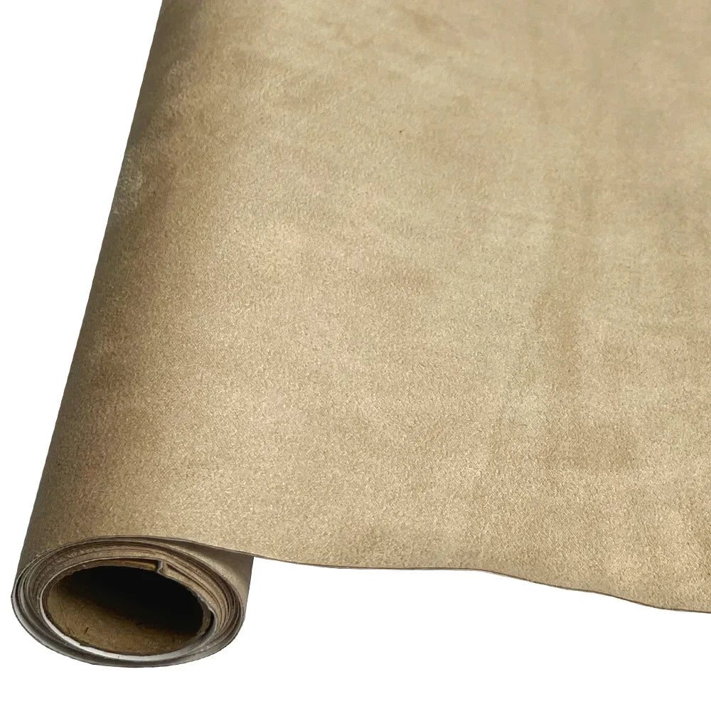 Roll of tan suede fabric for DIY car interior and home decor