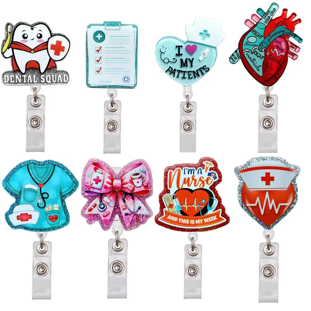 Glitter Acrylic Retractable ID Badge Reel