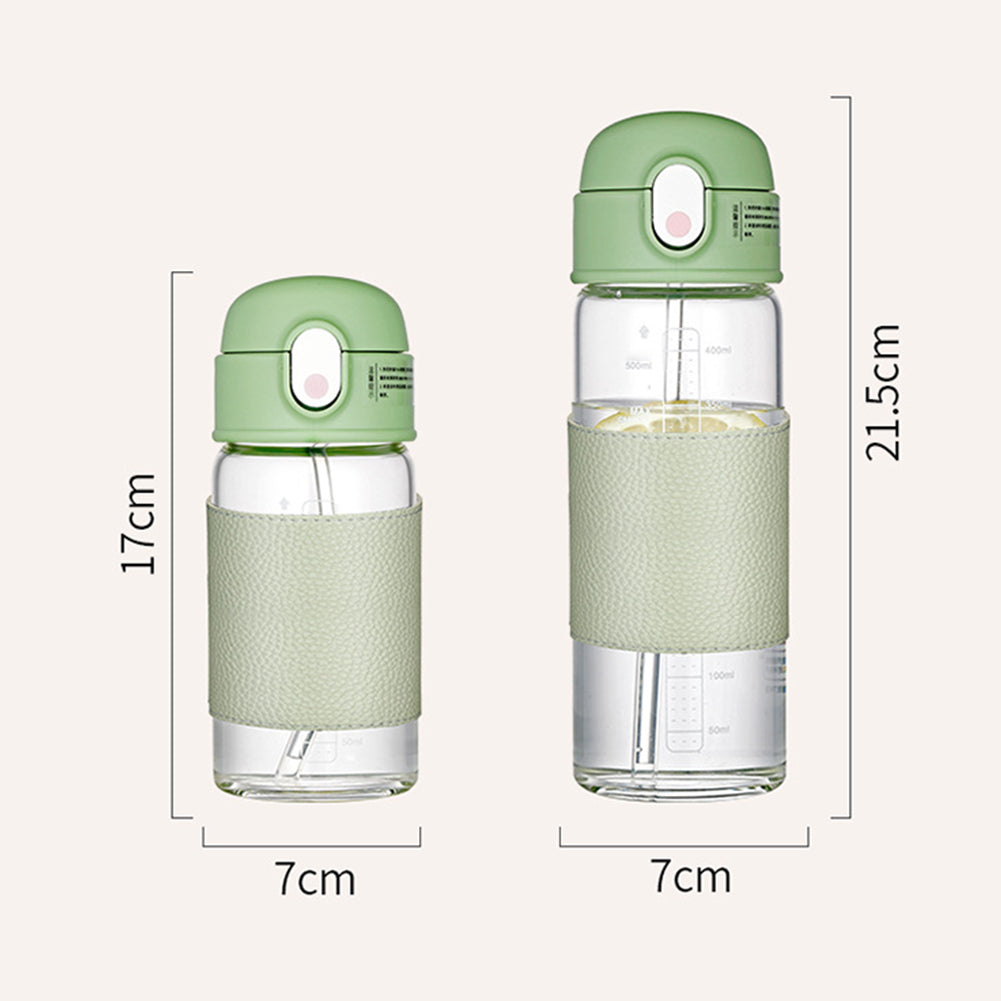 Portable Straw Water Bottle with Scale and Wide Mouth
