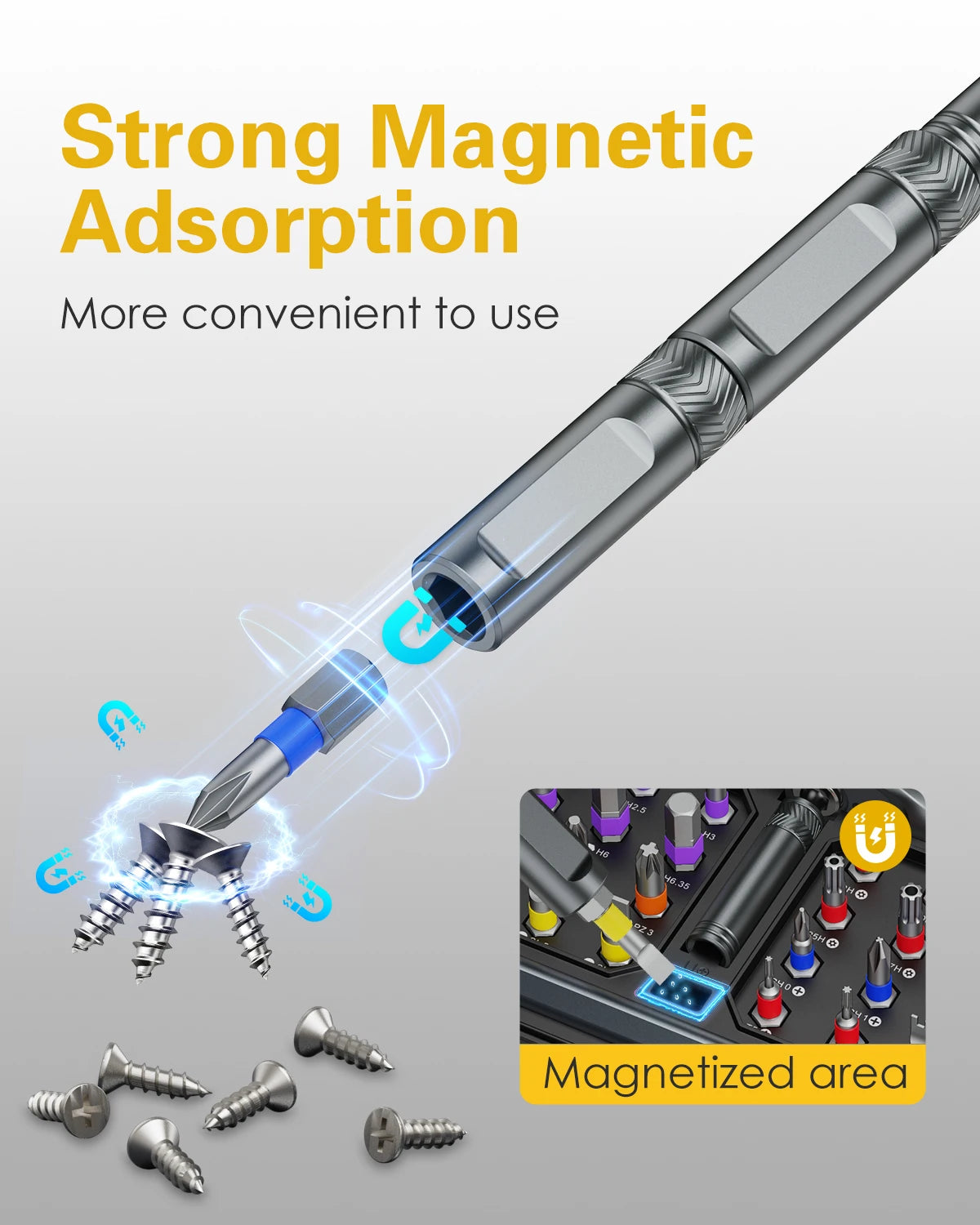70-in-1 Ratchet Screwdriver Set with T-Handle and Magnetic Bits