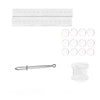 A set of adjustable invisible belt tightener clips and a thin metal needle for non-sew waistbands.