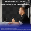 A man demonstrates acoustic technology using foam panels for live recording soundproofing.