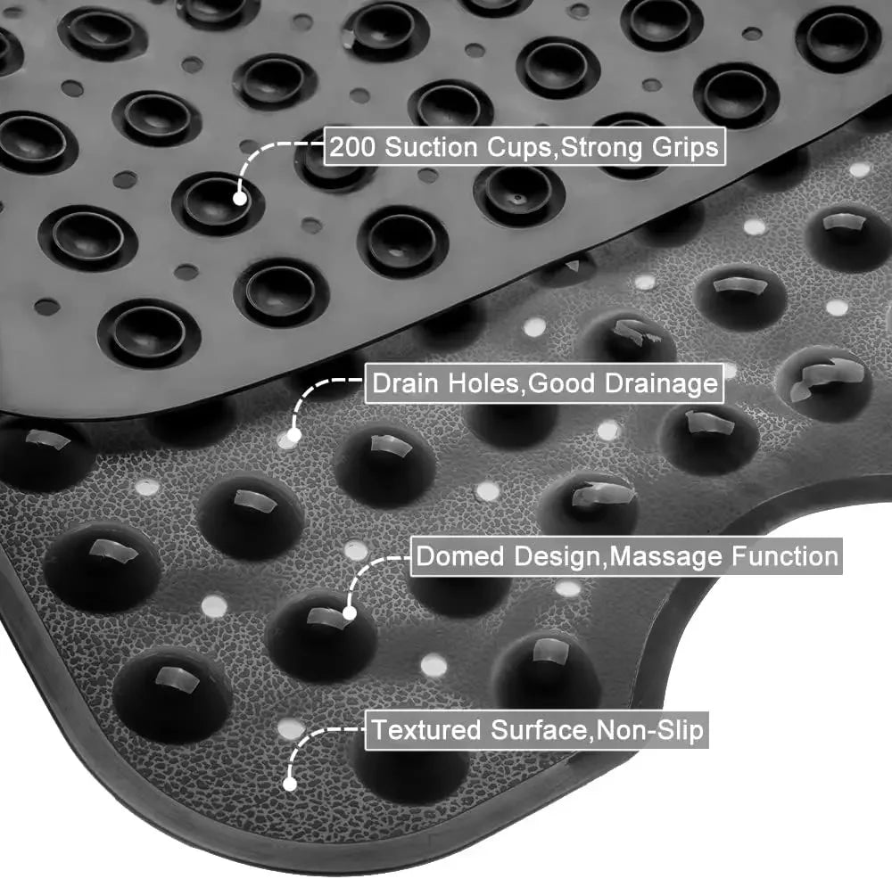 Extra Long Non-Slip Bathtub Mat with Suction Cups & Drain Holes