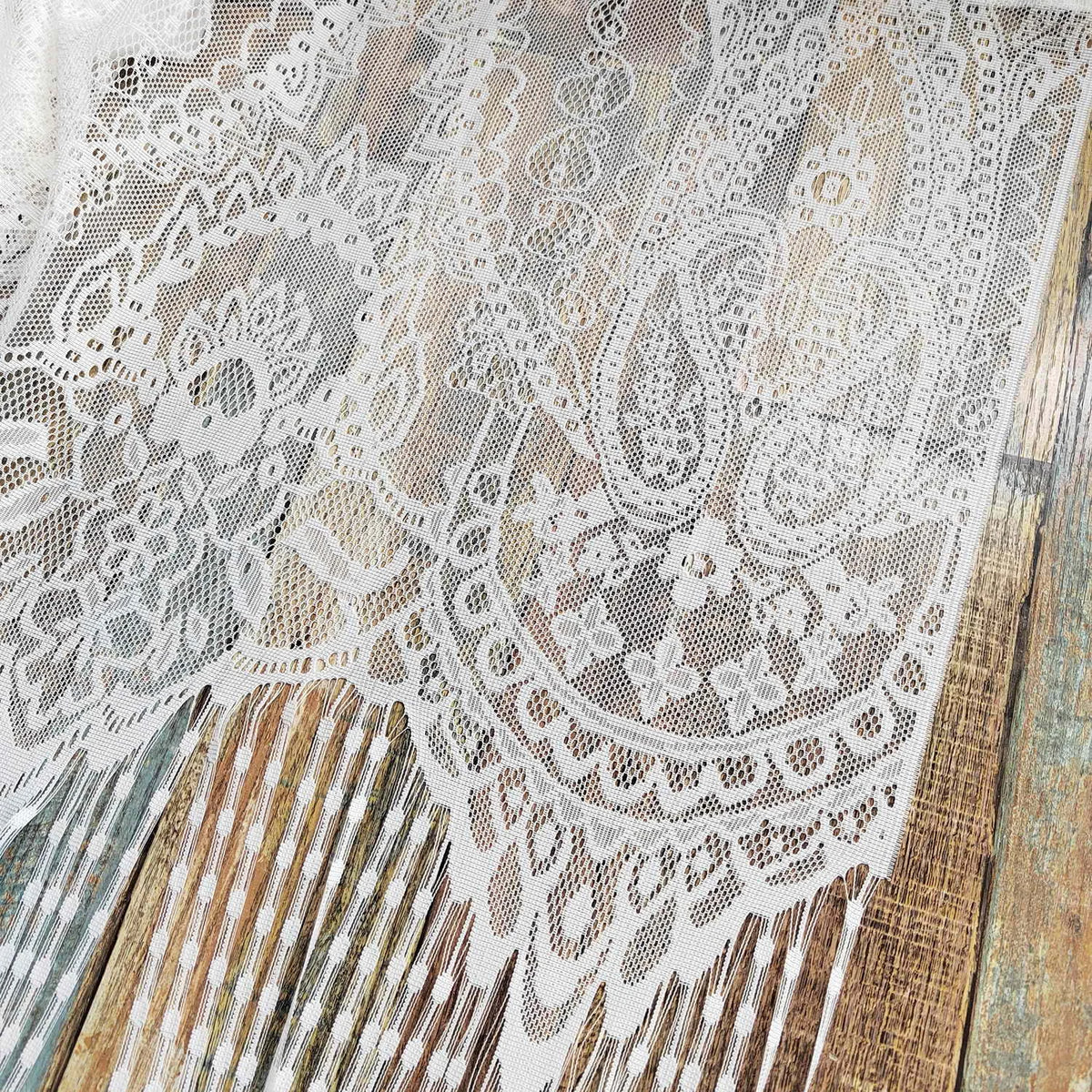 French Vintage Lace Tassel Sheer Curtain