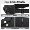 A black practical chest bag showing various features like a lock buckle, adjustable strap, magnetic buckle, and smooth zipper