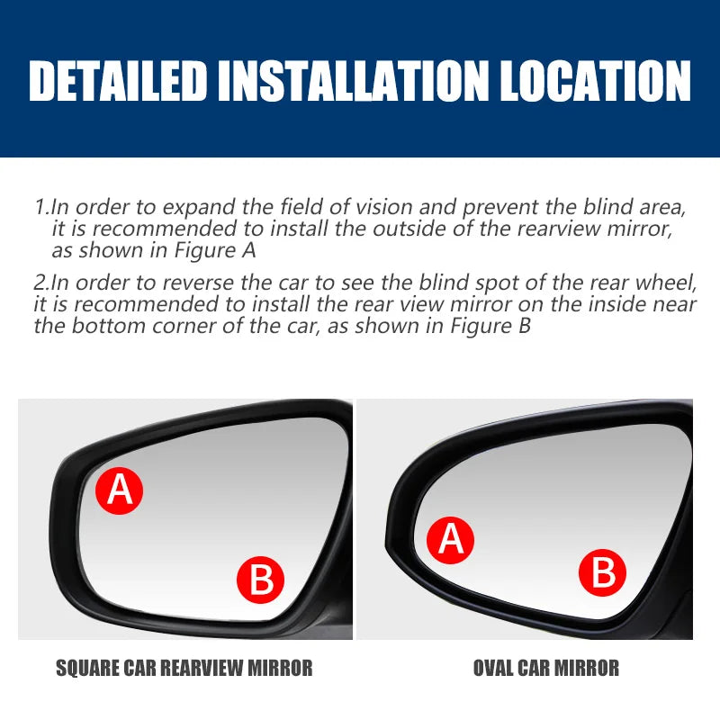 360° Rotatable Car Blind Spot Mirror – Wide Angle Auxiliary Rearview Safety Mirror