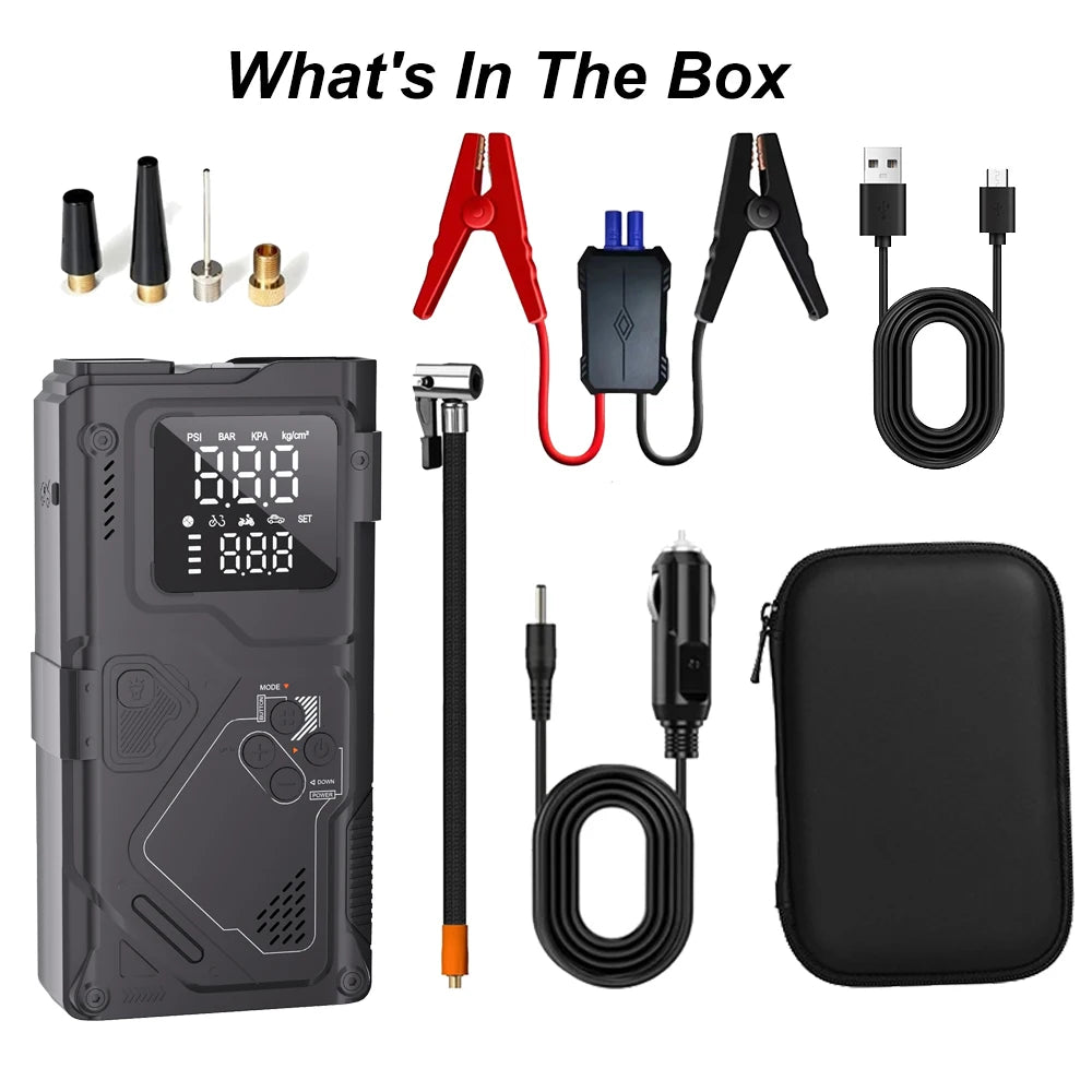 6-in-1 Portable Jump Starter with Air Compressor and LED Light