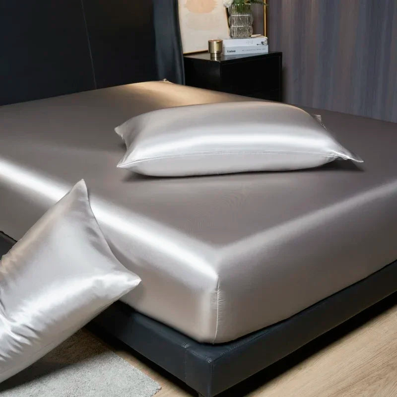 Luxury Satin Fitted Sheet Set with Pillowcases