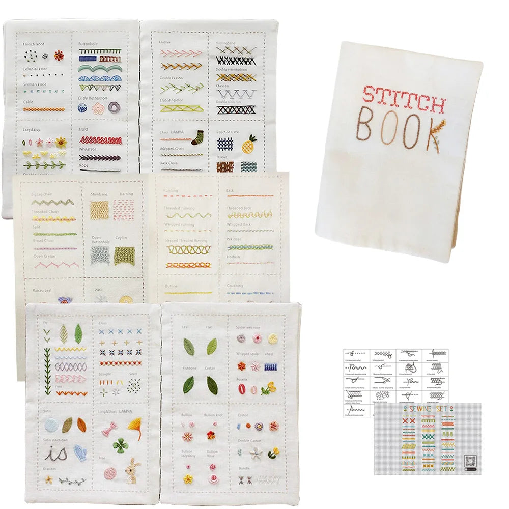 A collection of embroidery stitch books and patterns for creative hand embroidery.