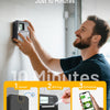 A man installs a smart sprinkler controller on a wall, demonstrating quick installation in just 10 minutes.