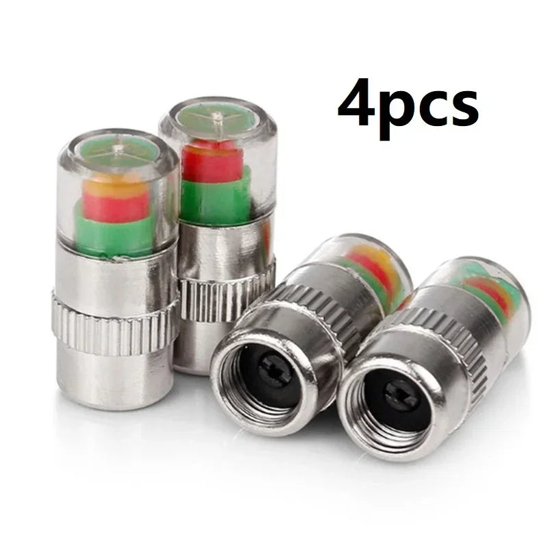 Tire Pressure Indicator Valve Caps with Visual Warning System