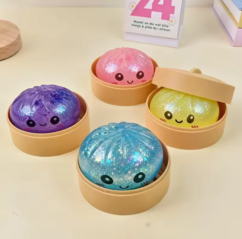 Glitter Bead Steamed Bun Squishy Toy