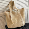 Natural Straw Woven Tote Bag with Tassel
