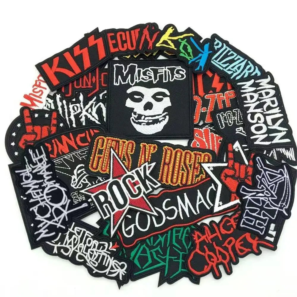 Embroidered Rock Band Patches Set for DIY Clothing Customization