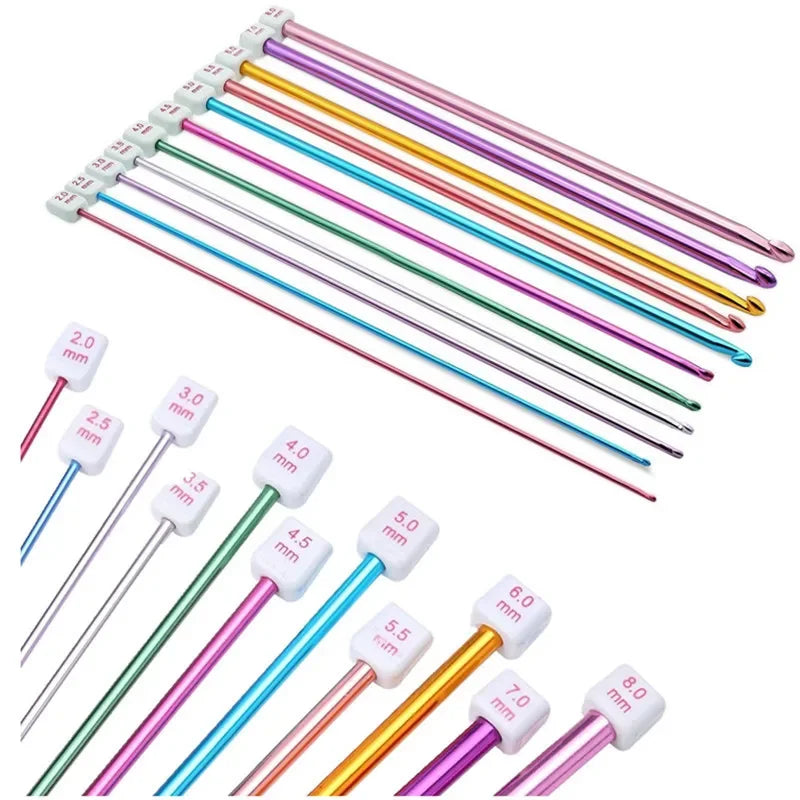 Multicolor Tunisian Afghan Crochet Hook Set (11 Sizes, 2–8 mm)