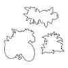 Outline drawings of a spring bicycle and oranges used for card making