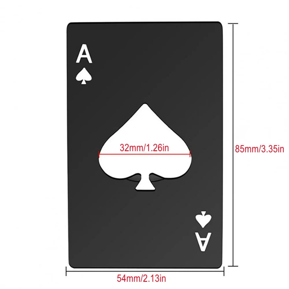 A black playing card with an Ace of Spades design shown for a bottle opener.