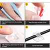 Step-by-step guide showing how to clean, peel, attach, and store adhesive cable organizer clips.
