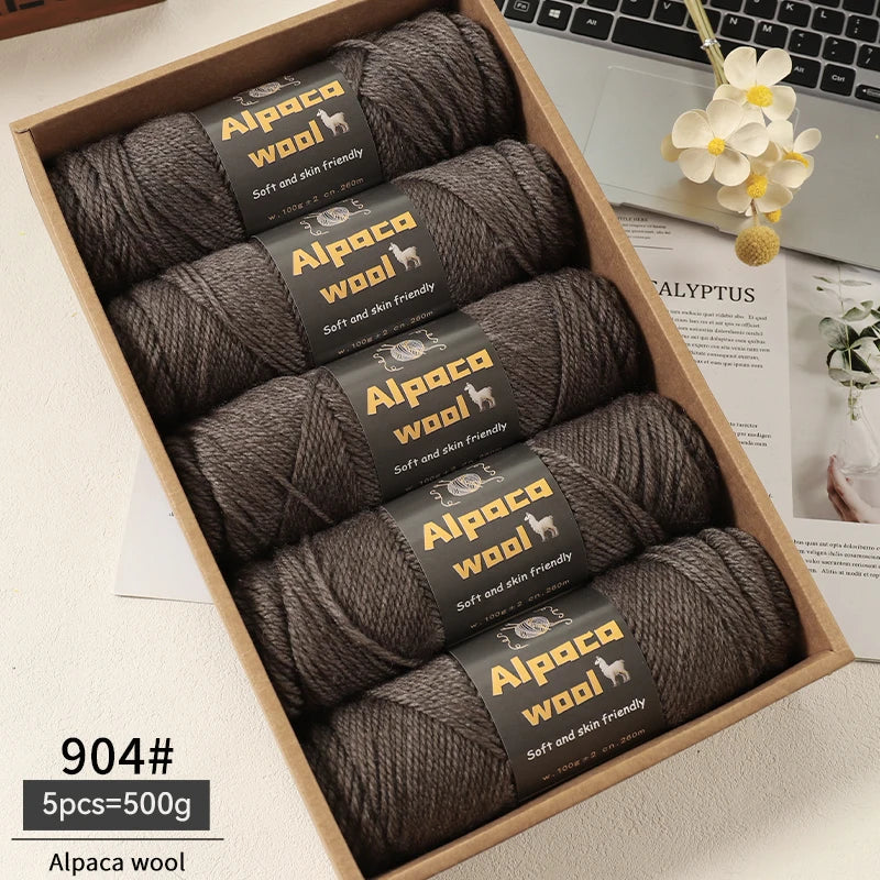 Chunky Alpaca Wool Knitting Yarn – 500g Multi-Color Set for Cozy Winter Projects
