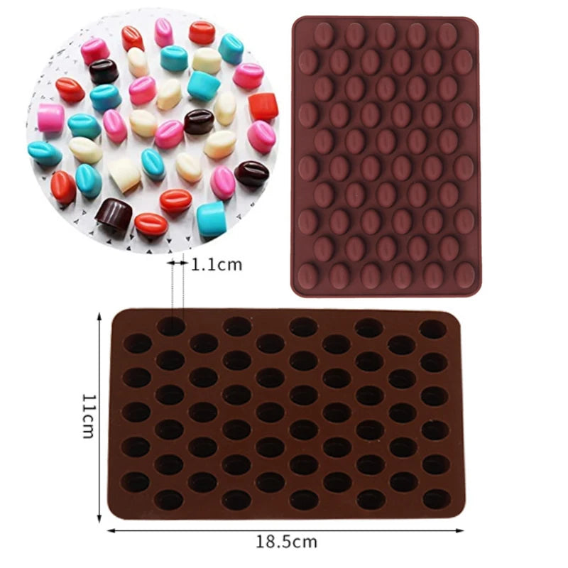 A silicone mold tray with numerous small, round cavities for making candles, soap, or chocolate.