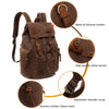 Vintage Canvas Backpack with Leather Accents – Large Capacity Travel & Laptop Bag