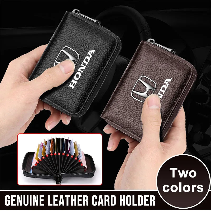 Genuine Leather Car License Card Holder