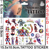 A collection of Spider-Man and friends temporary tattoos for kids, including various characters like Spider-Man, Miles Morale