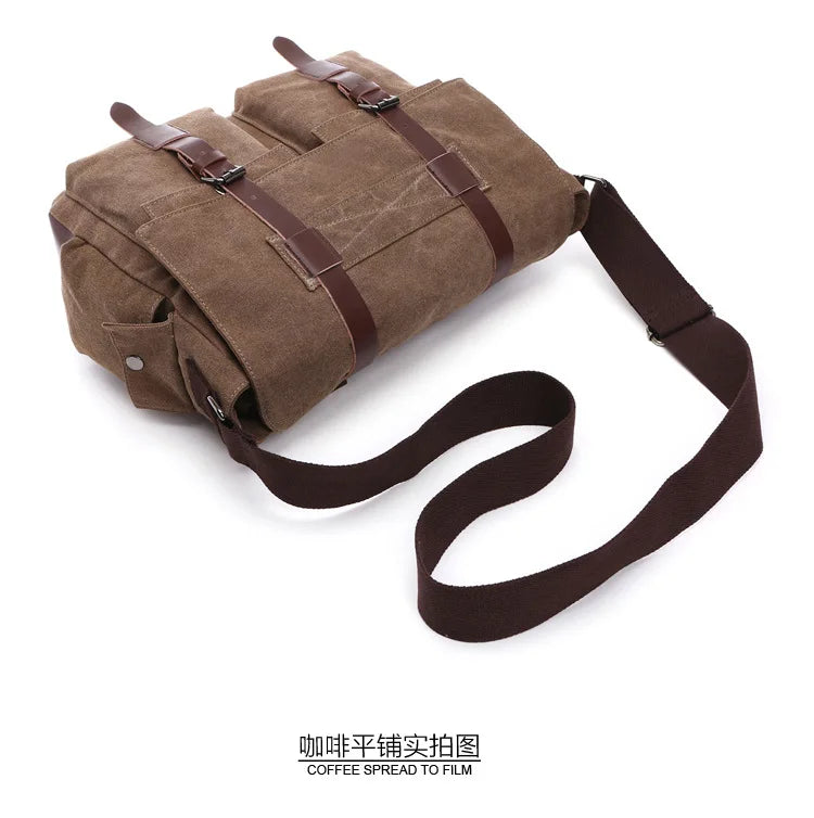 Vintage Canvas Messenger Bag for Men – Retro Crossbody Shoulder Bag