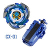 Beyblade Burst CX-01 metal fighting top with launcher featuring a blue and silver design.